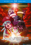 Cover of 'hack//Quantum' Blu-ray and DVD combo pack with animated characters against a dramatic sky.