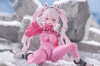 A figma of Alice from GODDESS OF VICTORY: NIKKE featuring multiple face plates and optional parts like a sniper rifle and poseable legs.