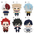 my hero academia mixed plushes on a white background