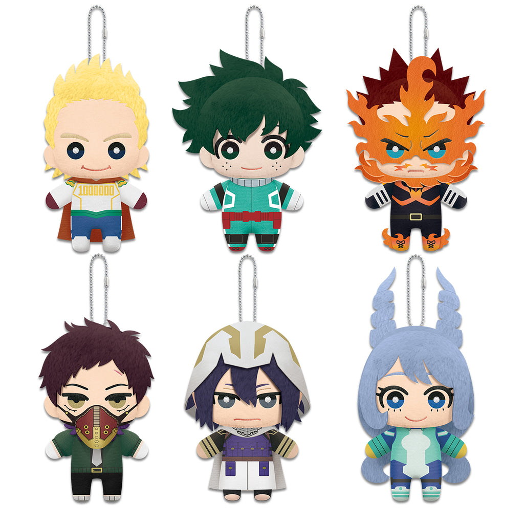 This image depicts the full set of My Hero Academia 6.5” Plush Series 3 as a set