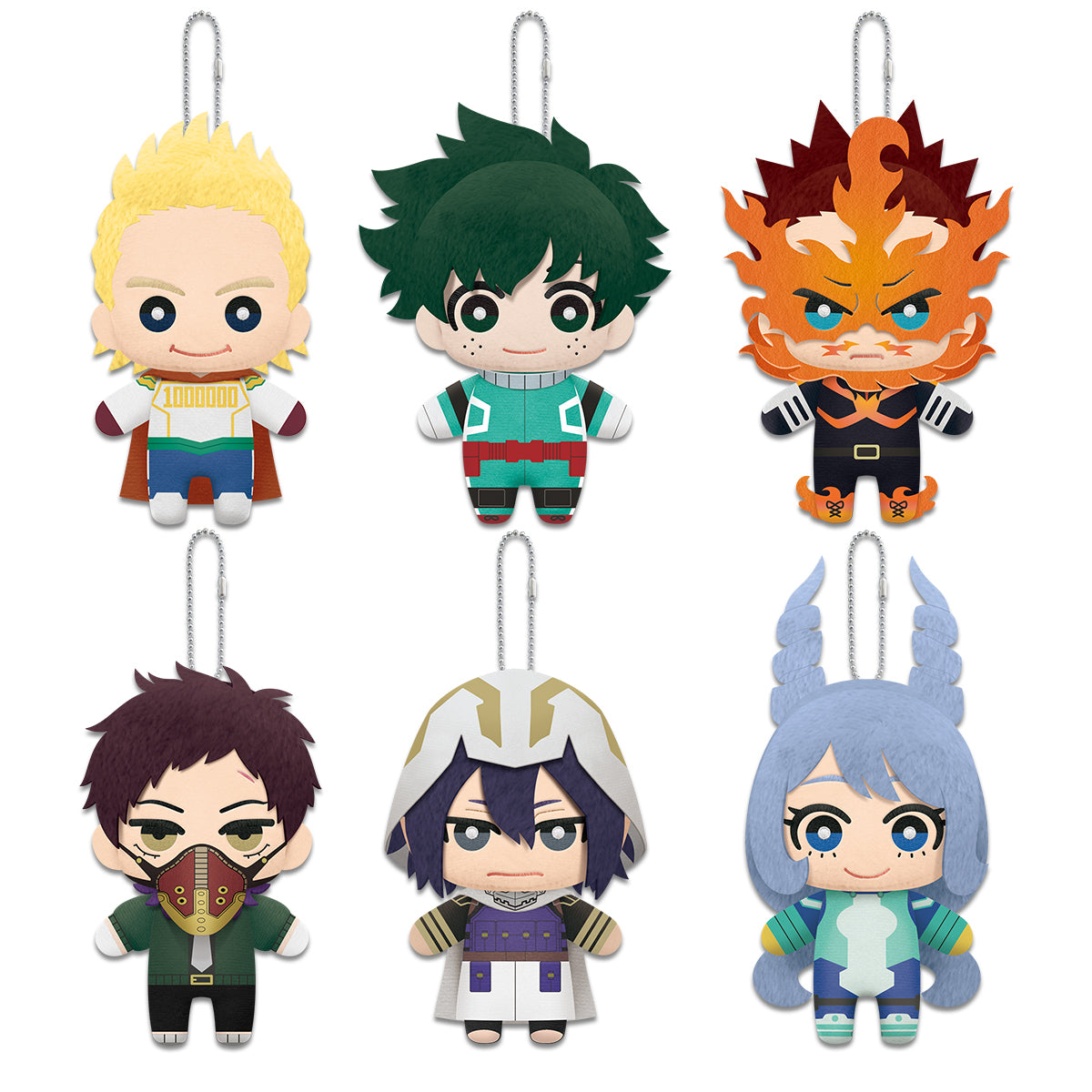 This image depicts the full set of My Hero Academia 6.5” Plush Series 3 as a set