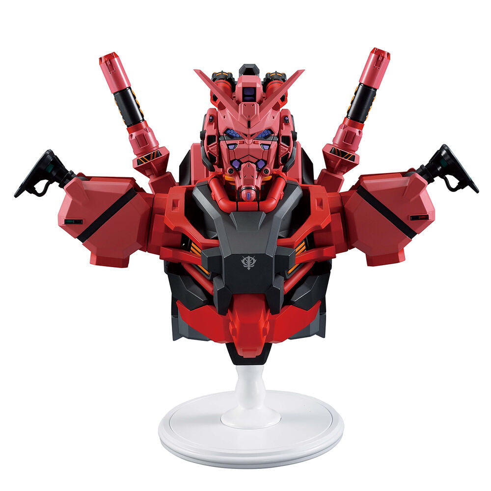 Red and black robot figurine on a white background
