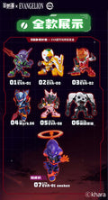 Collection of colorful robot figurines with labels on a dark background