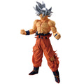 Action figure in orange and blue outfit on a white background