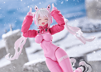A figma of Alice from GODDESS OF VICTORY: NIKKE featuring multiple face plates and optional parts like a sniper rifle and poseable legs.
