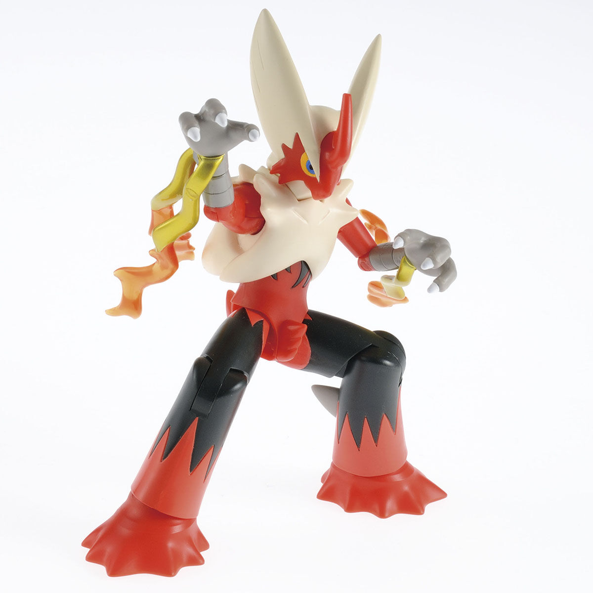 Action figure with red, black, and yellow design on a white background