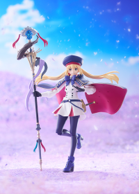 A figma of Altria Caster from Fate/Grand Order in her Second Ascension form, featuring multiple face plates and optional poseable parts like her staff and invocation circle.