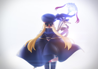 A figma of Altria Caster from Fate/Grand Order in her Second Ascension form, featuring multiple face plates and optional poseable parts like her staff and invocation circle.