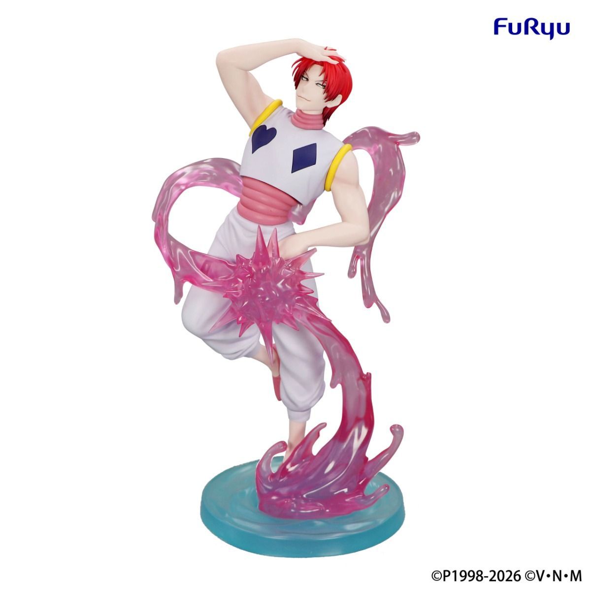 Animated character figurine with pink hair and flowing pink energy on a white background, featuring the brand 'Furyu'.