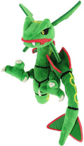 Green plush toy of a dragon-like Pokémon character with red and yellow accents, shown against a plain white background.