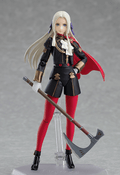 Action figure with long white hair, red cape, and holding a weapon on a gray background