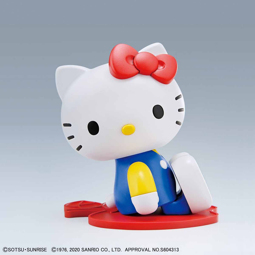 This model kit combines Hello Kitty and RX-78-2 Gundam in SD EX-Standard form, allowing separate or hybrid display options. It includes poseable figures, accessories, and snap-together assembly.