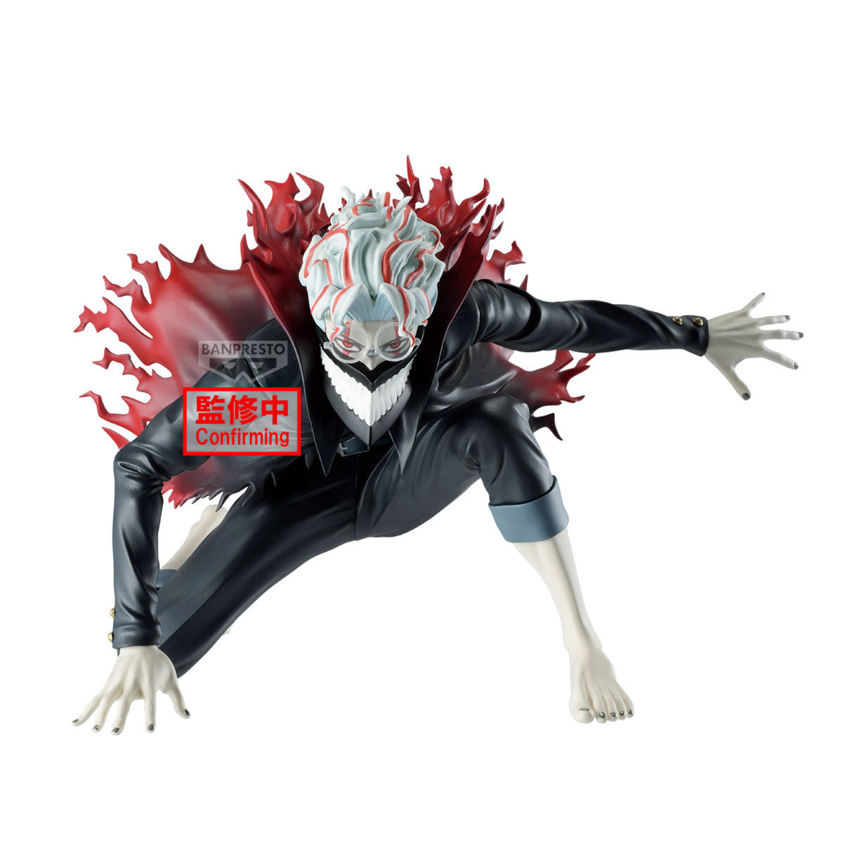 Action figure with red and black design on a white background