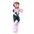 Action figure in a pink and black outfit with headphones on a white background