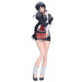 Action figure of a character in a black outfit with red accents on a white background