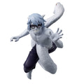 Figure of a character with light blue hair and glasses on a white background