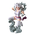 Animated character figurine with white hair and purple accents on a white background