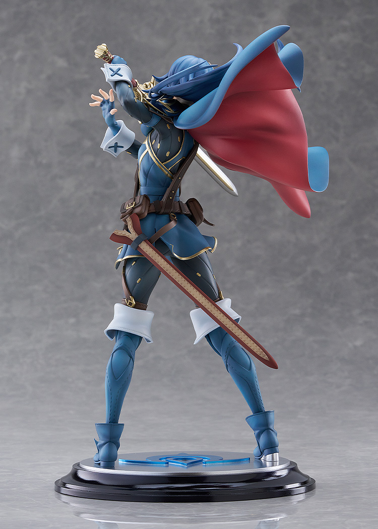 Animated character figurine with a sword on a gray background