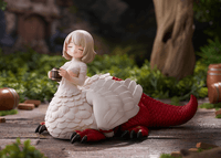  The figure has been carefully sculpted down to the finest details, making it a must-see for fans of the series. Despite her fluffy feathers and sharp dragon arms and legs, chimera Falin looks adorable as she devours delicious dungeon food and blushes with satisfaction. 