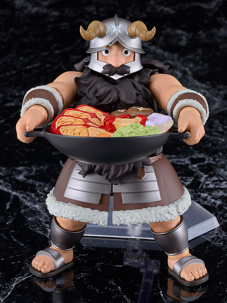 Figure holding a wok with food on a dark background