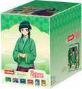 A collectible set of 6 wooden theatres for 'The Apothecary Diaries' featuring a green and white patterned design with an illustration of a female character in traditional Japanese attire. The box includes branding for 'PUREMIND' and displays six different illustrated cards along the bottom edge.