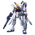 Model kit of a robot with a white, blue, and red color scheme on a white background
