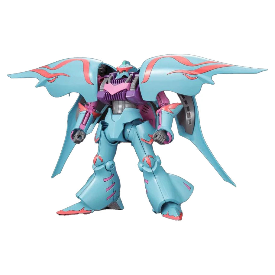 Toy robot with blue and pink design on a white background
