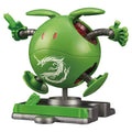 Green robot-like figure with dragon design on a white background