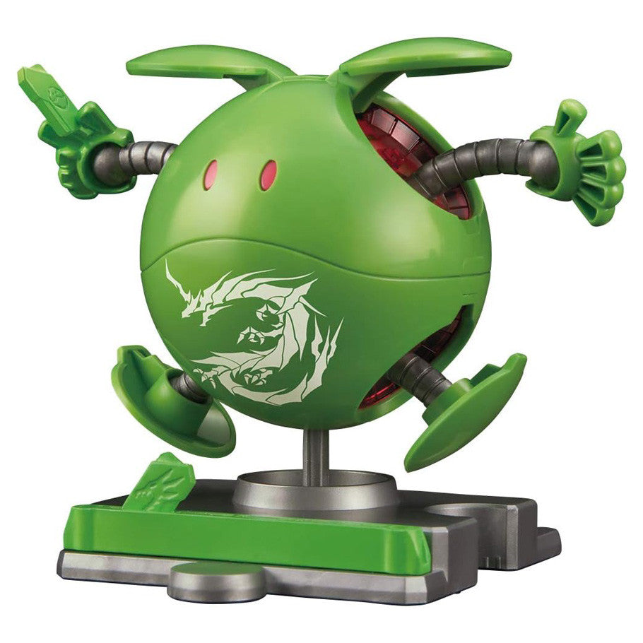 Green robot-like figure with dragon design on a white background