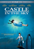 Movie poster for 'Castle in the Sky' with characters and title on a blue background
