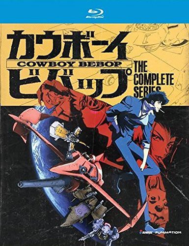 Cowboy Bebop Blu-ray box set with characters and spaceship on a black background