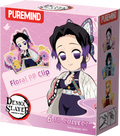 A pink retail box for a Demon Slayer: Kimetsu no Yaiba collectible sticker set featuring the character Zenitsu Agatsuma. The box displays the 'PUREMIND' brand logo, 'Floral PP Clip' text, and 'Demon Slayer' branding, with illustrations of the character and other collectible clips on the front and side panels.