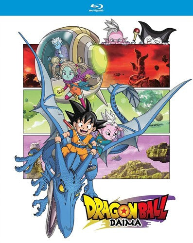 Goku and team on a dragon flying.