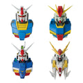 Four views of a colorful robot toy on a white background