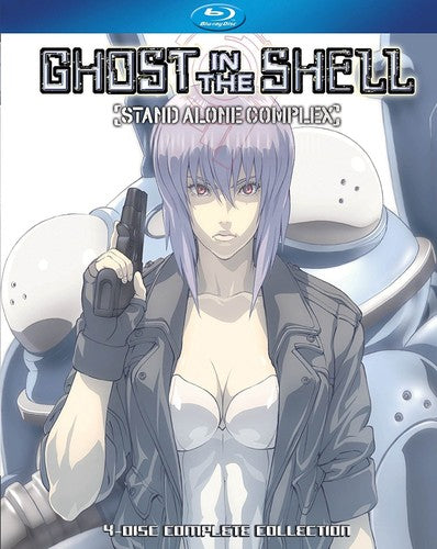 Blu-ray cover of 'Ghost in the Shell: Stand Alone Complex' with an anime character holding a gun.