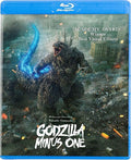 Blu-ray cover of 'Godzilla Minus One' with a giant monster and blue energy effect.