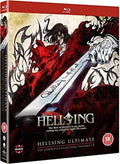 Blu-ray box set cover of 'Hellsing Ultimate' with dramatic illustration and text.