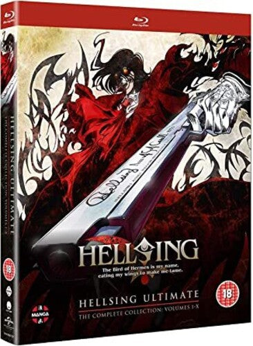 Blu-ray box set cover of 'Hellsing Ultimate' with dramatic illustration and text.
