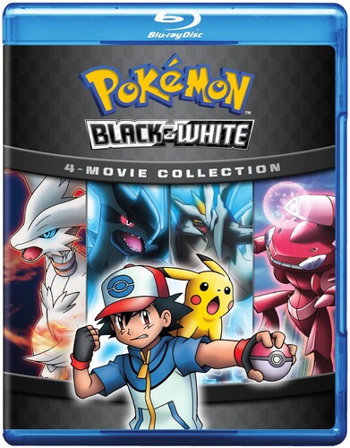 Pokémon Black and White 4-Movie Collection Blu-ray box set with characters and Pokéball.