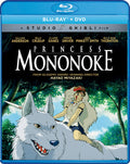 Blu-ray and DVD cover of 'Princess Mononoke' with characters and wolf in a forest setting.