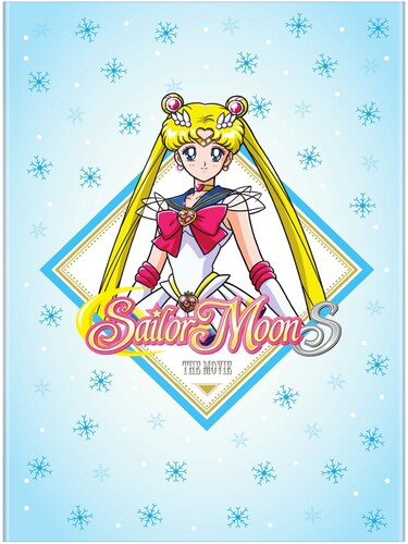 Sailor Moon character on a blue background with snowflakes