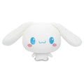 A white plush toy character with long floppy ears, blue embroidered eyes, a blue wavy smile, and pink cheeks, centered on a plain white background.