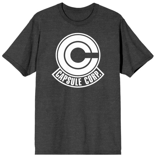 Dragon Ball Z Mens Anime Capsule Corp Symbol Charcoal Graphic Tee