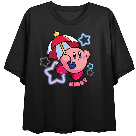 Kirby Parasol Power Women's Black Crop T-Shirt