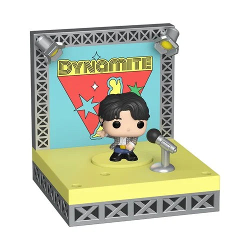 Funko Pop! vinyl figure on a stage with 'Dynamite' background