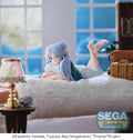 Anime character figurine lying on a bed with 'Sega Goods' branding.