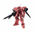 Red robot model with black details on a white background