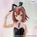 Anime character figurine with cat ears and a blue tie, holding a black object, on a light pink background with 'Furyu' branding.