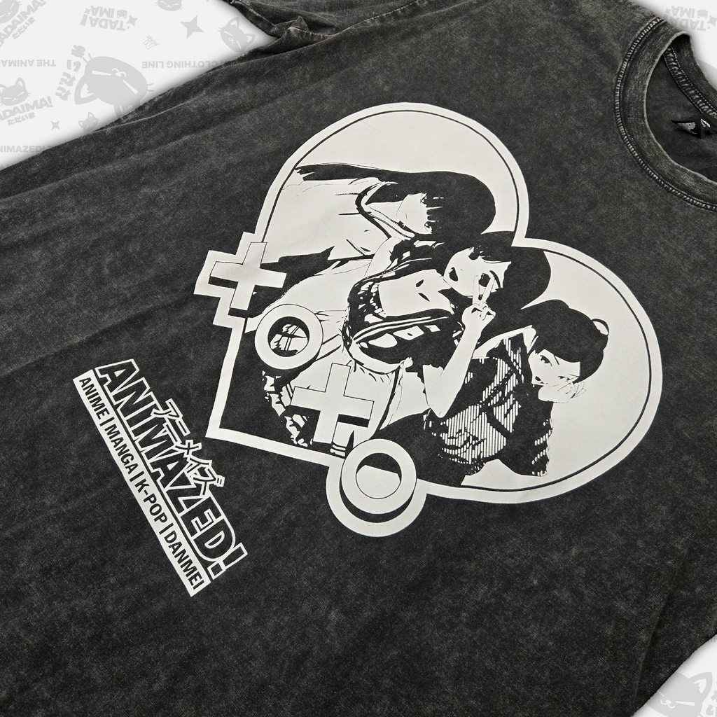 Animazed! Custom Shirt (Anime Trio Design) - Stone Wash Grey