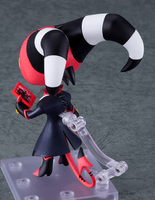 A Nendoroid of Blitzo from Helluva Boss featuring multiple face plates and optional poseable parts like a gun, smartphone, and Grimoire. Comes with stand.